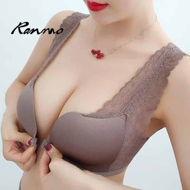 Ranmo áo ngực không dây nâng ngực gợi cảm có khóa cài phía trước ren hở lưng