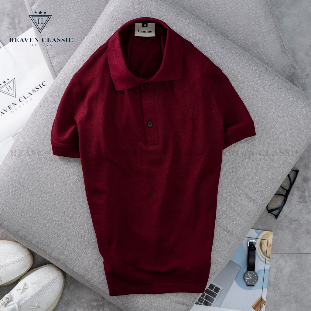 Áo Thun Nam Ngắn Tay Có Cổ 💕1𝖍𝖆𝖓𝖉💕 Polo Màu Đỏ Mận - Mặc Là Đẹp - Mã MĐM