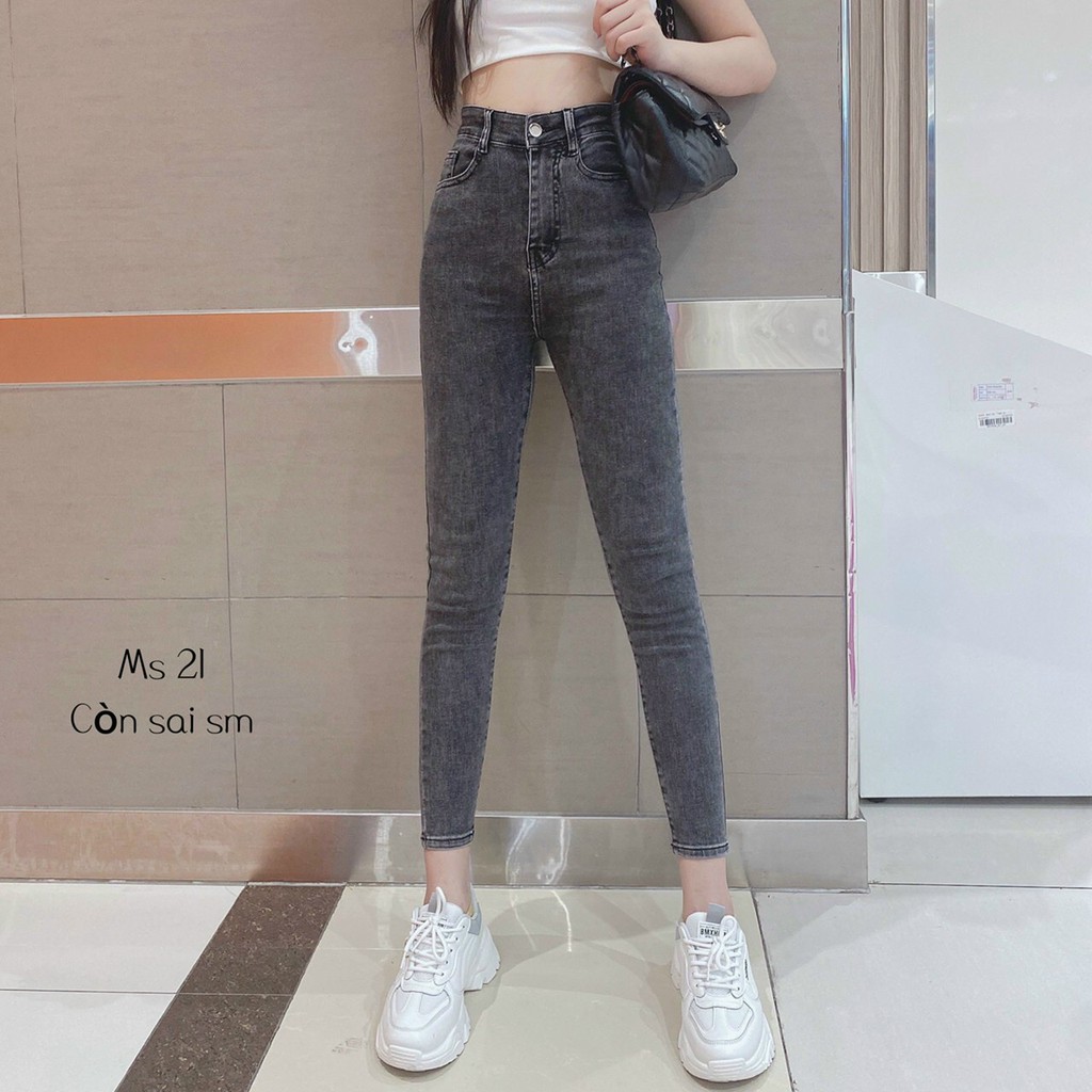 [HCM]Quần jean dài kinny nữ co giãn Basic 8 phong cách đơn giản năng động quần bò rin cạp cao hot girl màu xám trơn ôm bó
