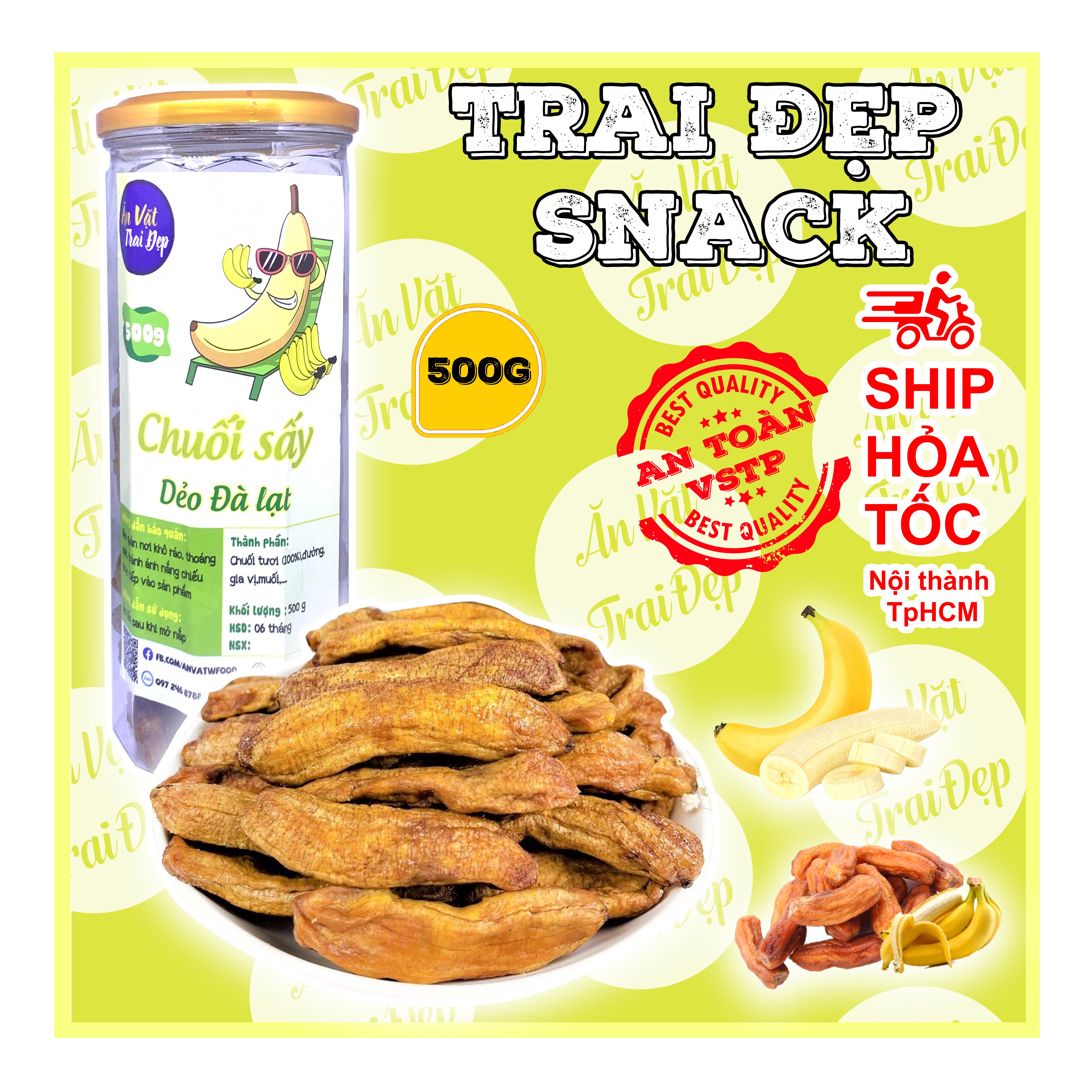 Chuối Sấy Dẻo Trai Đẹp 500G