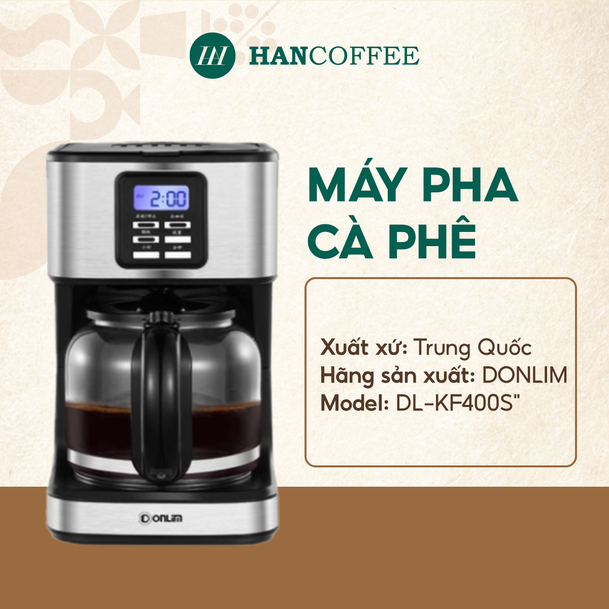 Máy pha cà phê mini tự động DONLIM DL-KF400S 1800ml