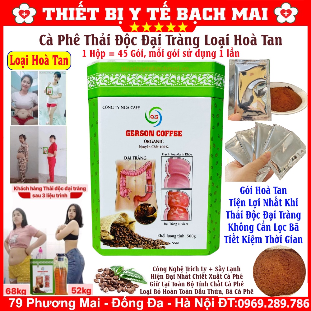  Cà Phê Thải Độc Đại Tràng Loại Hoà Tan GERSON COFFEE - Hộp 45 Gói - Mỗi Gói Sử Dụng 1 Lần 