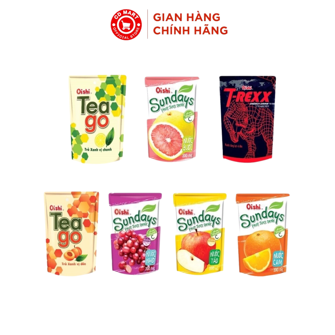  Combo 10 túi nước trái cây Oishi mix đủ vị  180ml  