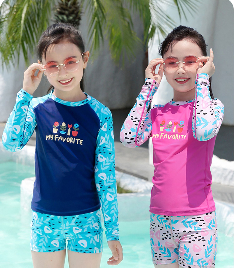 Đồ Bơi Cho Bé Gái, Bộ Bơi Bé Gái Dài Tay Habi Fashion HB2311 Họa Tiết