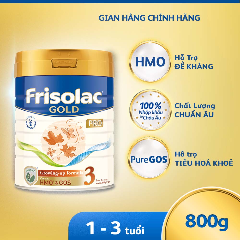 [FREESHIP TOÀN QUỐC] [Nhập khẩu Hà Lan] Sữa Frisolac Gold Pro 3 800g-cho trẻ 1-3 tuổi