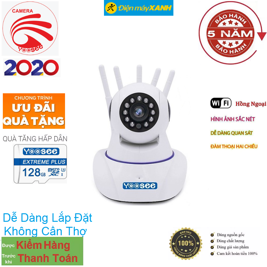 (Tặng Kèm Thẻ Nhớ 128GB Trị Giá 400k - BH 5 NĂM 1 ĐỔI 1 TRONG 1 NĂM) - CAMERA WIFI - YOOSEE WIFI SIÊU NÉT 2.0 FULL HD 1920 x 1080P - Điện Máy Xanh