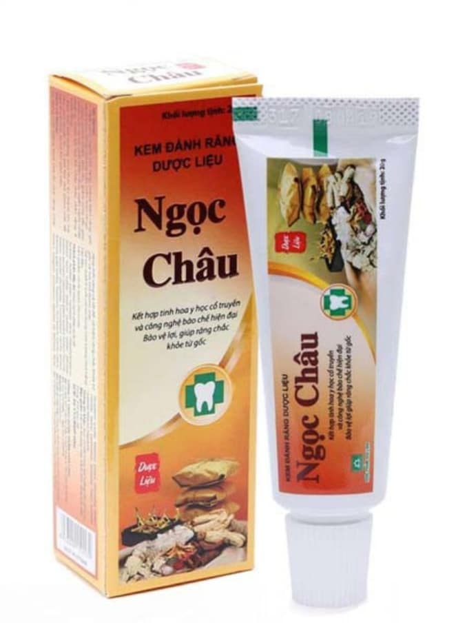 KEM ĐÁNH RĂNG DƯỢC LIỆU NGỌC CHÂU Làm sạch, ngừa sâu răng, mảng bám răng, giữ răng sáng bóng (không bào mòn men răng).- 170g