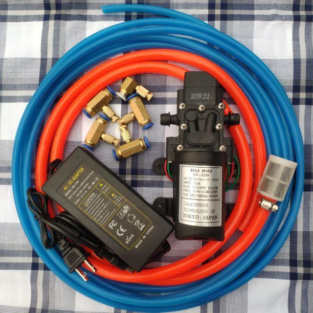Combo máy phun sương giá rẻ máy+nguồn+5 béc phun+10m dây+lọc nước