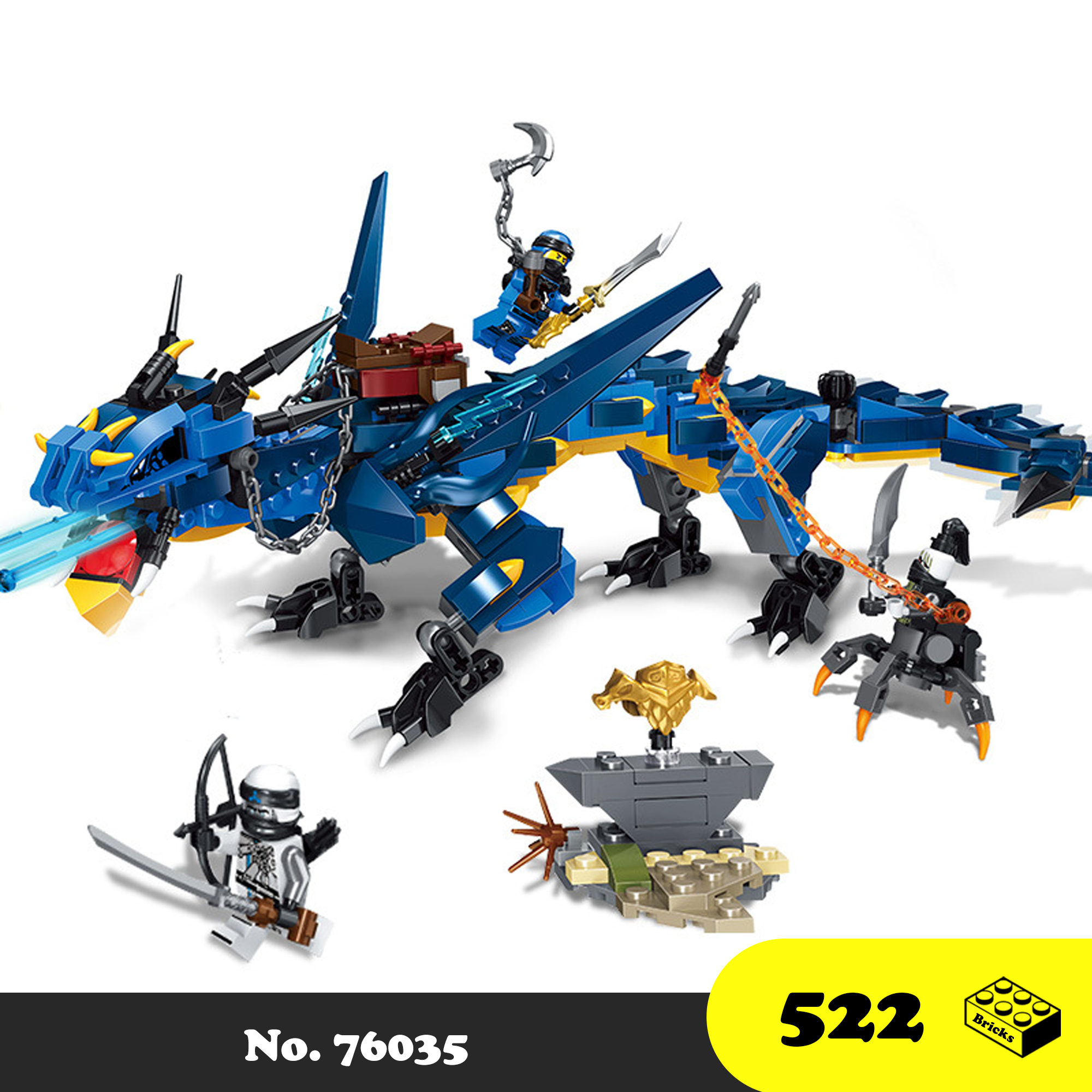 Đồ chơi lắp ráp Lego Rồng sấm sét Ninja Go Phantom - Leduo 76035 Thunder Storm Dragon - Xếp hình thông minh 522 mảnh ghép