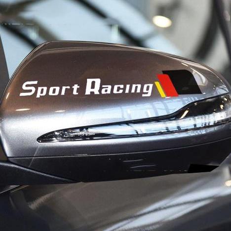 [HCM]Bộ 2 tem dán gương chiếu hậu ô tô Sport Racing (trắng)
