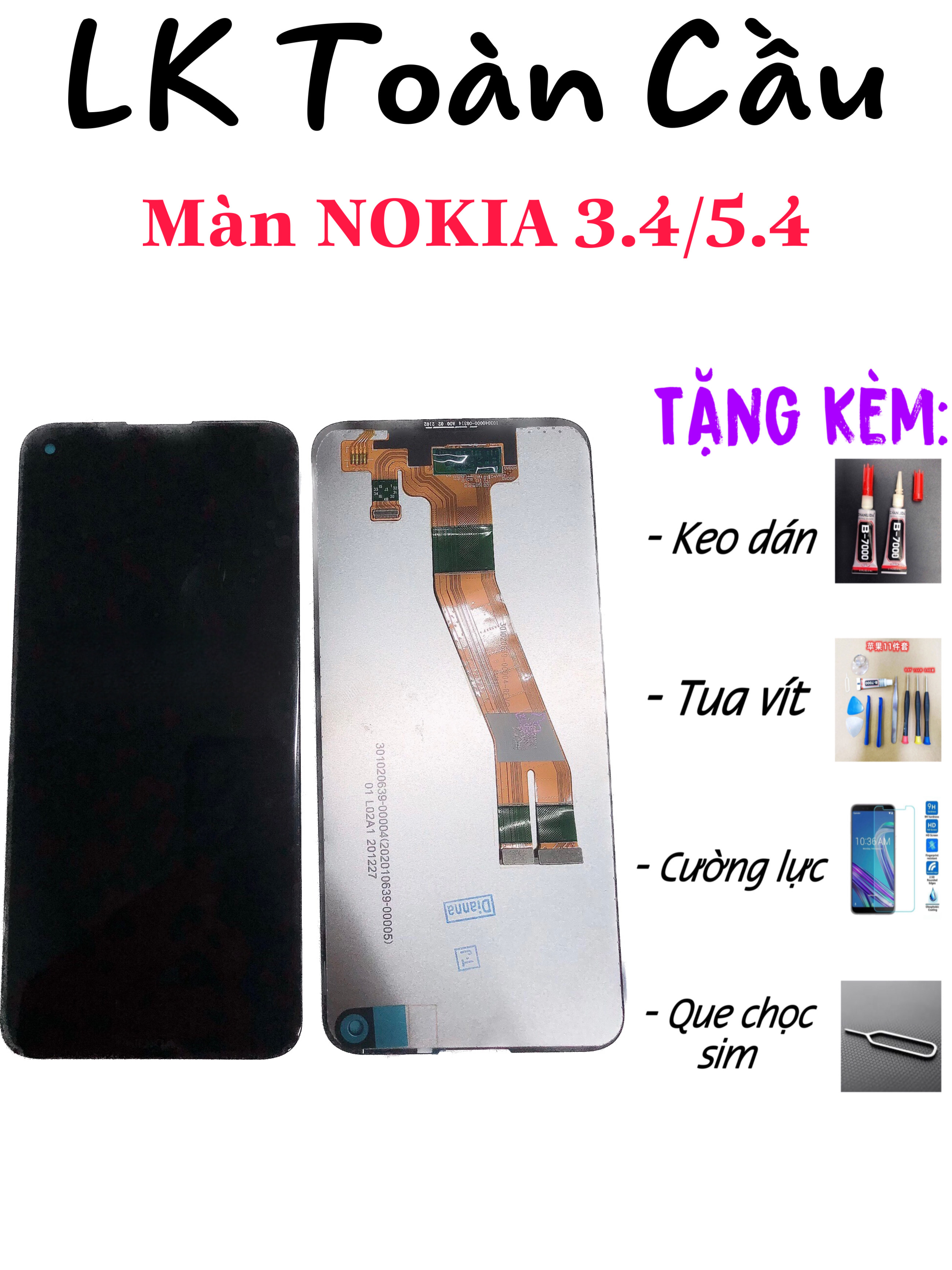 Màn hình nokia 3.4 / nokia 5.4 new full bộ màu đen bảo hành 3 tháng tặng kèm keo dán màn hình+tua vít sữa chữa+cường lực+que chọc sim+free ship