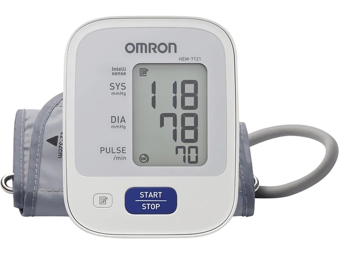 Máy đo huyết áp bắp tay omron hem-7121 công nghệ intellisense mới tự động hoàn toàn kiểm tra huyết áp cao thấp báo nhịp tim bất thường hiển thị chỉ số đo chính xác báo cử động người trong khi đo gọn nhẹ dễ sử dụng.
