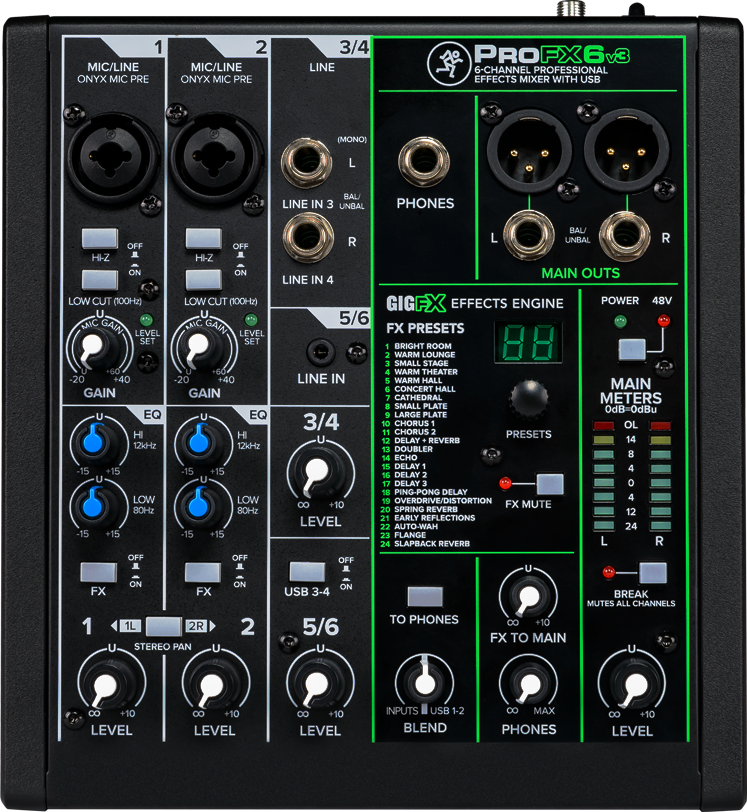 Bàn mixer mackie pro fx 6v3- hàng chính hãng