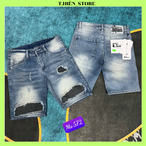 Quần short jean nam phối rách xước 2 bên siêu đẹp trend phong cách thời trang trẻ trung sang trọng