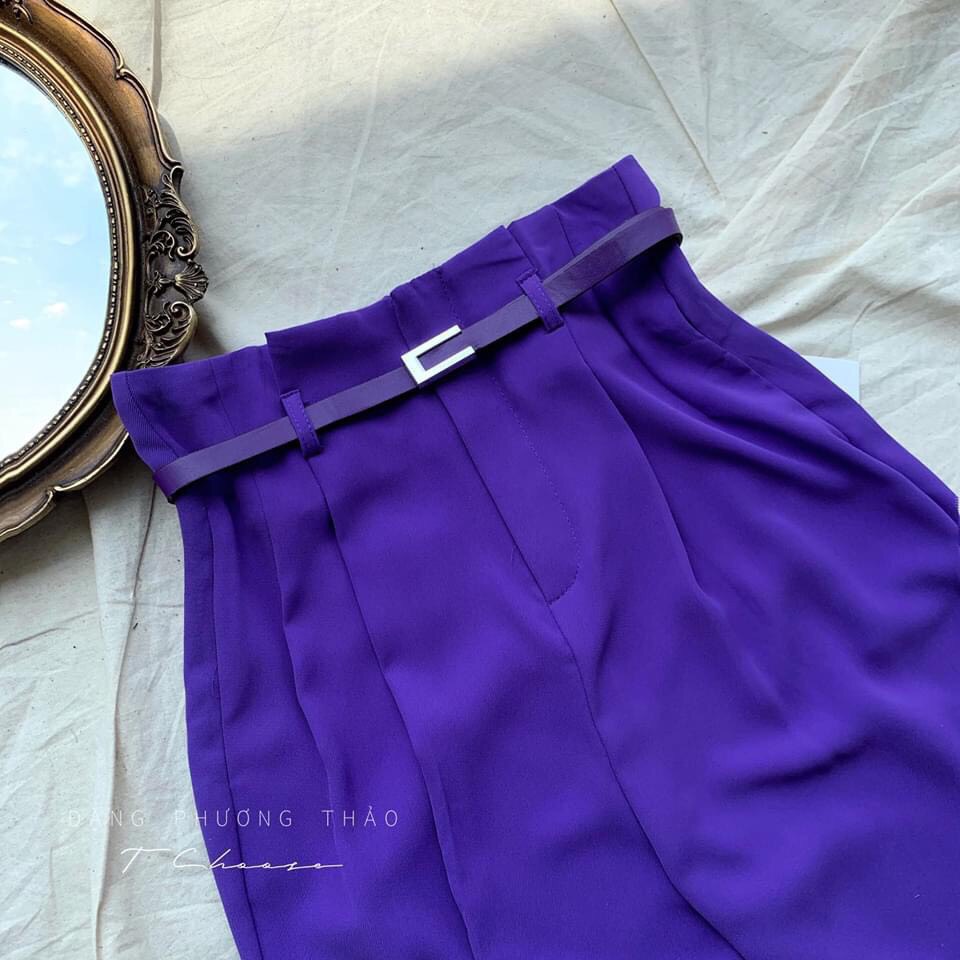 QUẦN BAGGY MÀU KÈM NỊT LƯNG CAO SNU