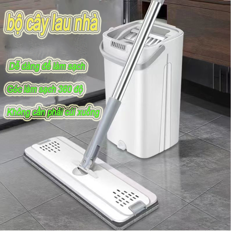 Cây lau nhà đa năng 360 độ, cây lau nhà thông minh, cây lau nhà cao cấp, bộ cây lau nhà tự dính thông minh, bộ cây lau nhà cao cấp kèm 2 miếng lau nhà