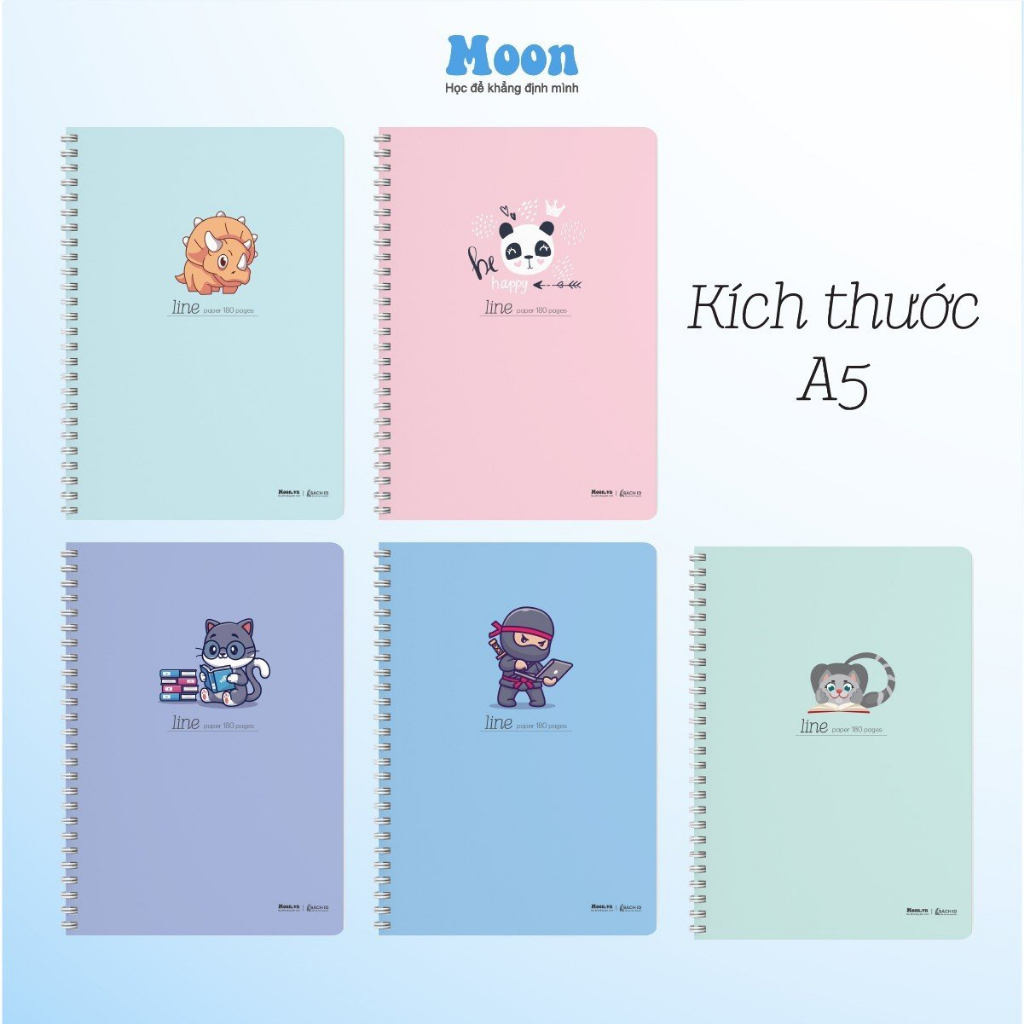  Sổ còng A5 bìa cứng 180 trang Moonbook 