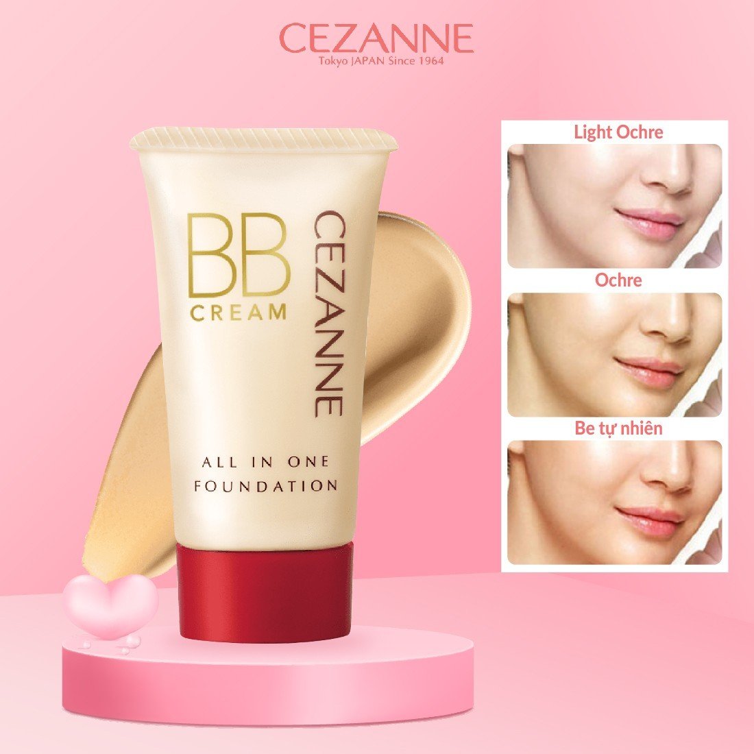 Kem nền che khuyết điểm cezanne bb cream all in one nhật bản spf 23 pa++ 40g