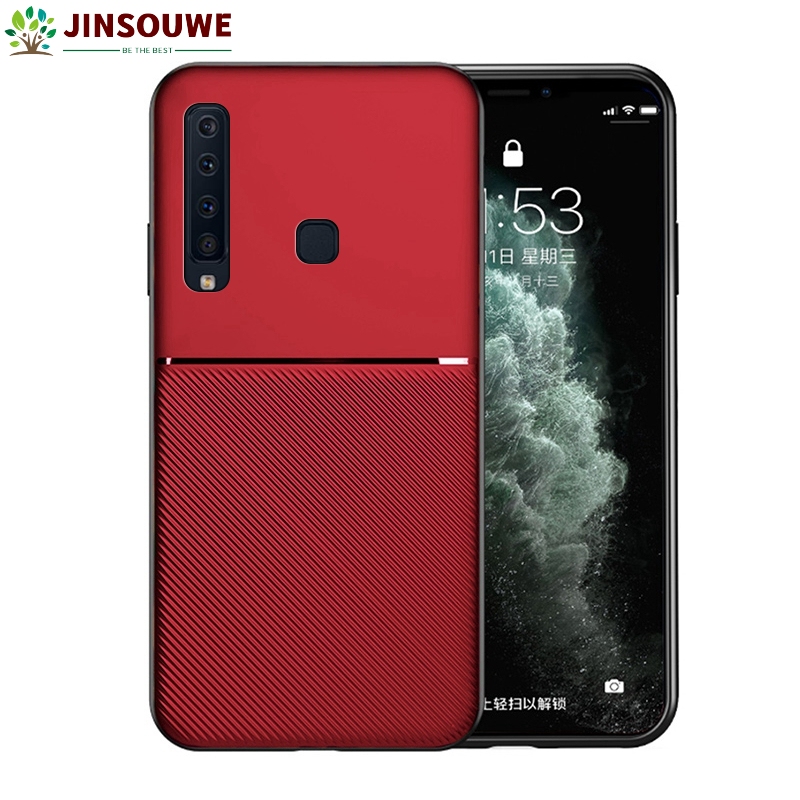 Dành Cho Samsung Galaxy A9 2018 Chống Sốc Nam Trai Kinh Doanh, Kết Cấu Da Mỏng Nhắn Tin Điện Thoại Di Động