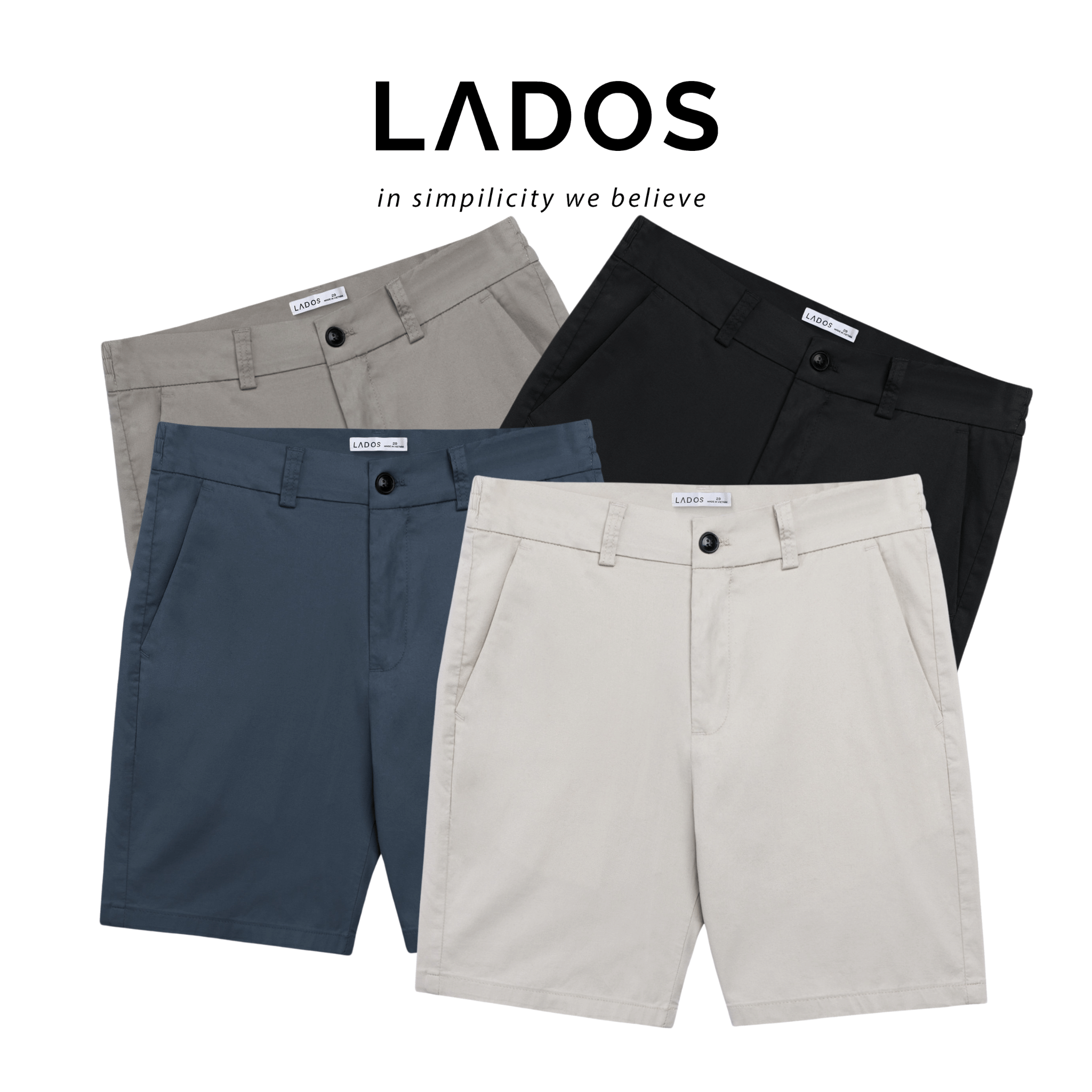 Quần short kaki nam trơn cao cấp lưng thun phía sau LADOS-24134 form regular basic dễ phối đồ