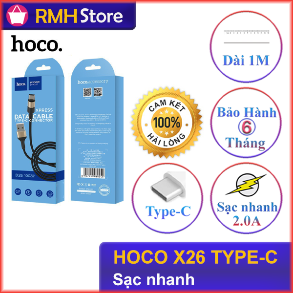 Cáp sạc Hoco X26 TypeC (1 Mét) màu ngẫu nhiên