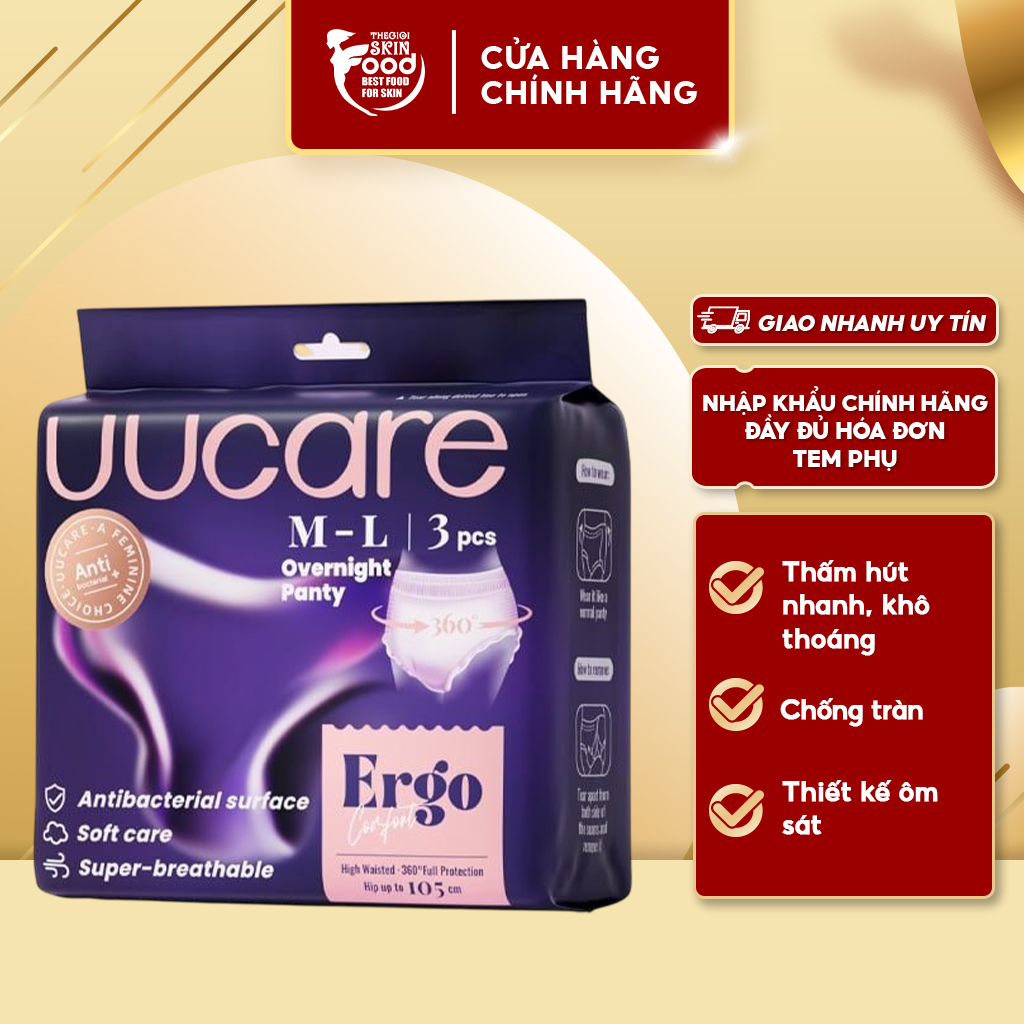 Băng Vệ Sinh Quần UUcare Ban Đêm Sanitary Panties - 3 Miếng (Che tên sản phẩm khi giao hàng) ThegioiSkinfood