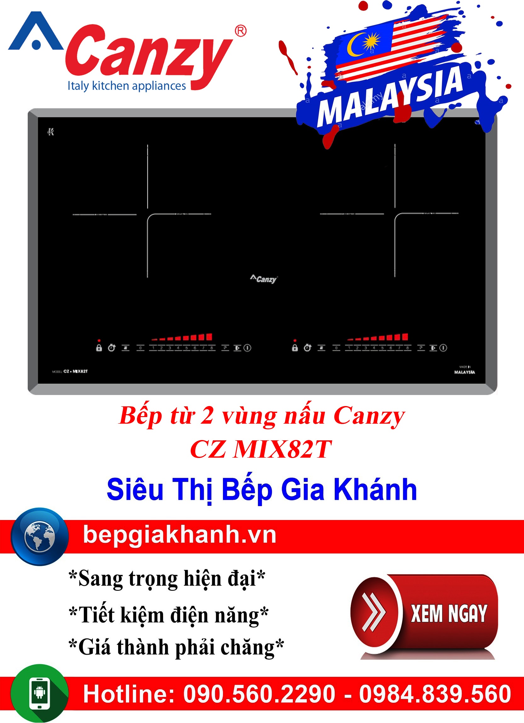 [HCM]Bếp từ đôi Canzy CZ MIX82T nhập khẩu Malaysia, bếp từ, bếp điện từ, bếp từ đôi, bếp điện từ đôi, bếp từ giá rẻ, bếp điện từ giá rẻ, bếp từ đơn, bep tu don, bep tu