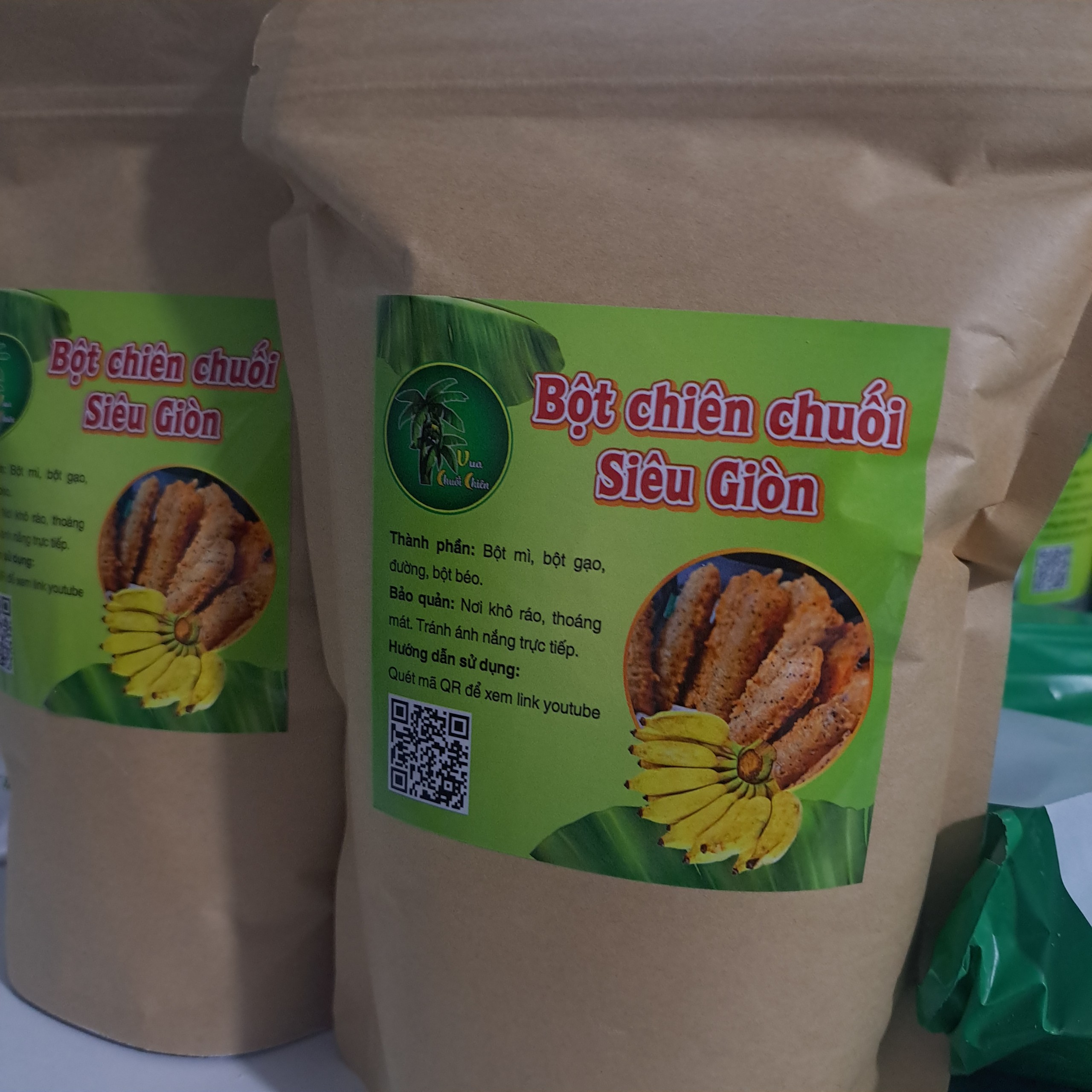 Combo 1kg Bột chiên Chuối siêu giòn kèm gói 20g Mè đen