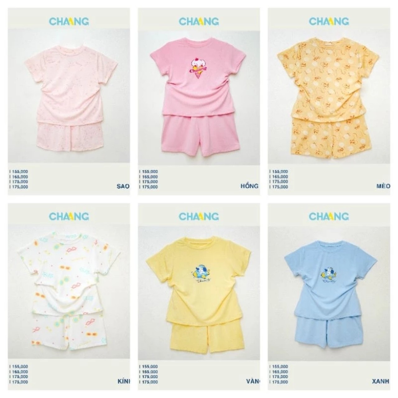 Bộ cộc Chaang họa tiết bé trai, bé gái