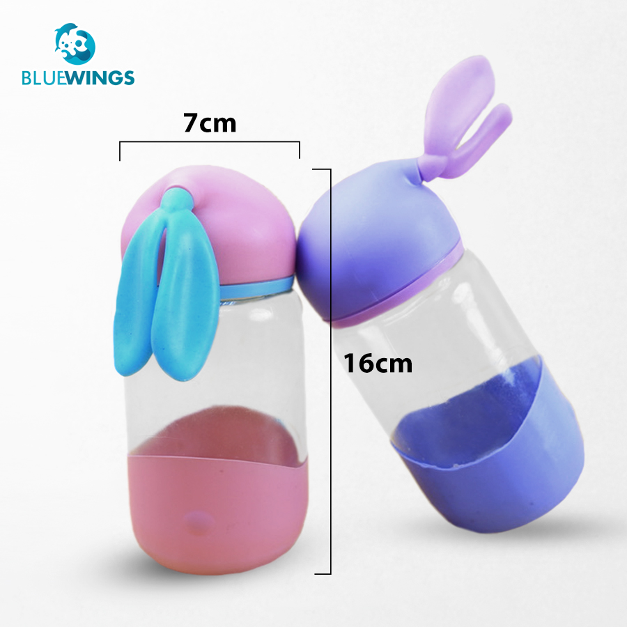 Bình nước thủy tinh, bình đựng nước có tai thỏ thời trang 340ml