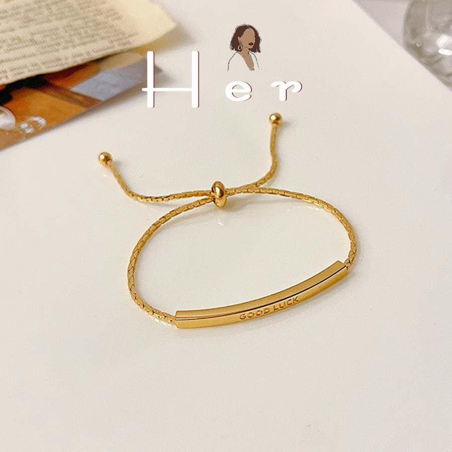[ Quà Tặng Siêu Xinh ] Vòng tay nữ, lắc tay nữ khóa rút " LUCKY " phong cách Vintage | HER.ACC | T2
