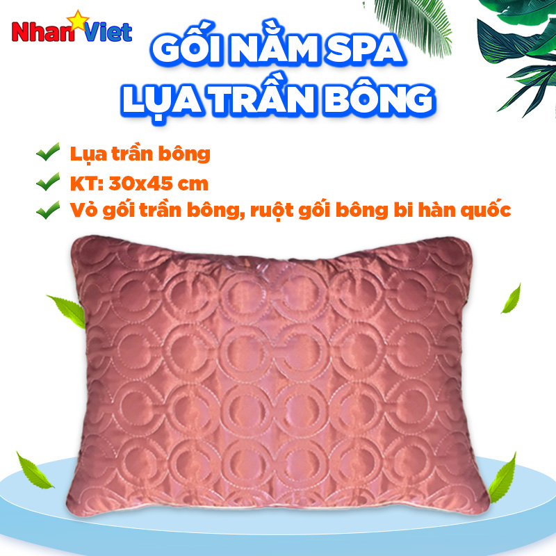 Gối nằm spa lụa trần bông | êm ái, không xẹp, hàng may kỹ