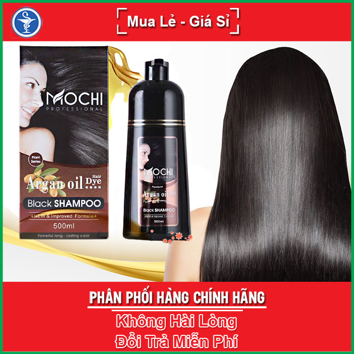 [HCM]Dầu Gội Phủ Bạc Mochi Màu Đen 500ml - Bí Quyết Từ Nhật Bản