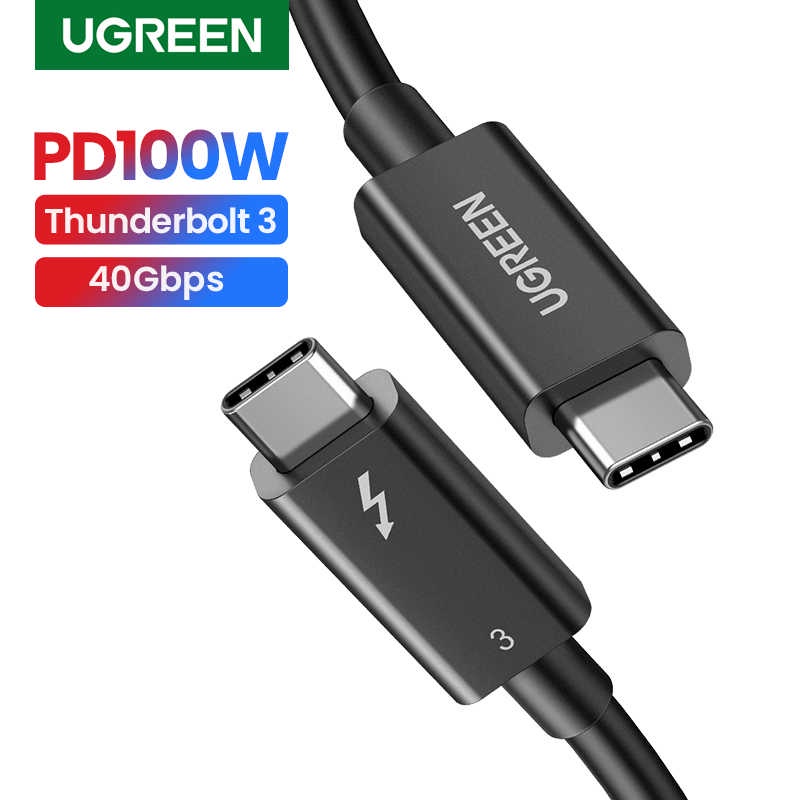 Cáp usb type-c to usb type-c thunderbolt 3 dài 0.5m ugreen 80324 hỗ trợ 5k@60hz và sạc pd 100w chính hãng