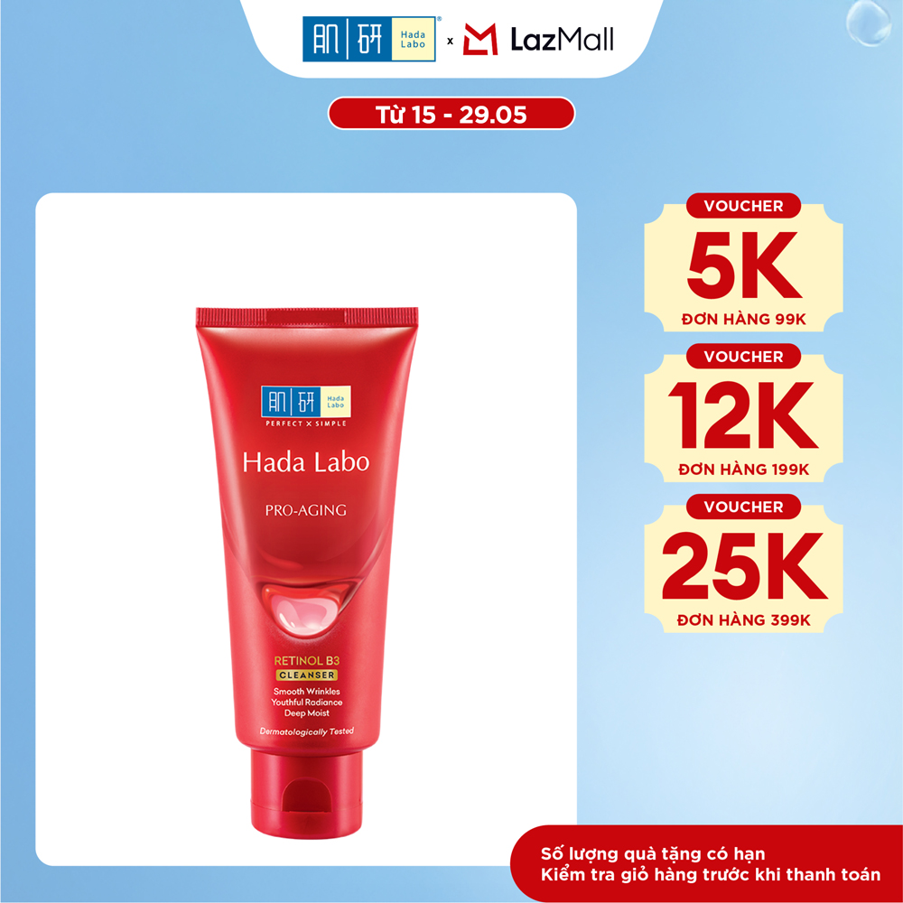 Sữa rửa mặt cải thiện dấu hiệu lão hóa dạng kem Hada Labo Pro-Aging Retinol B3 Cleanser 80g