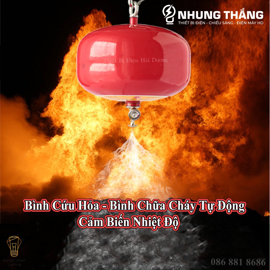 Bình Cứu Hỏa - Bình Chữa Cháy Tự Động Cảm Biến Nhiệt Độ 68 Độ C - Bột ABC 4KG Dùng PCCC - Energy Green Lighting  - Có Video