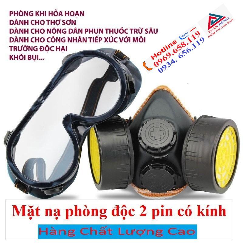 Mặt nạ phòng độc, Mặt nạ phòng độc 2 phin có kính kèm theo - mat na than hoạt tính