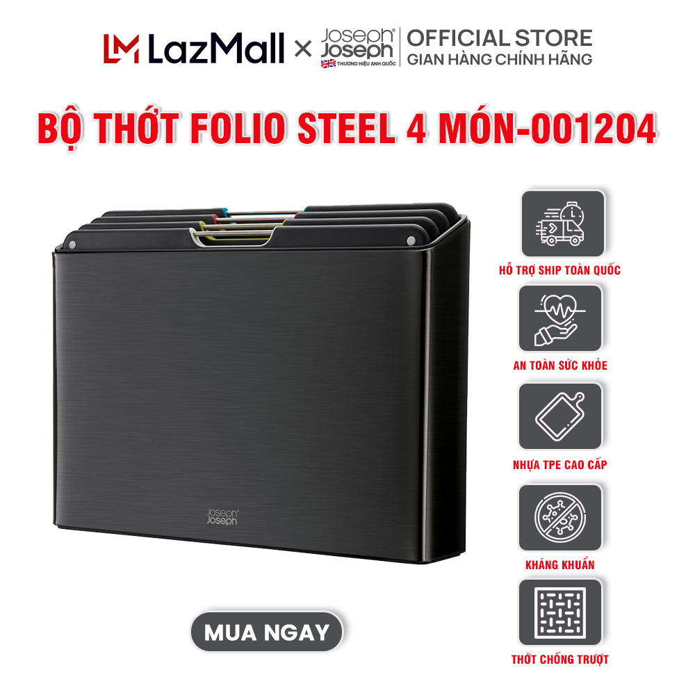 Bộ thớt Joseph Joseph Folio Steel 4 món (Màu đen) - 001204