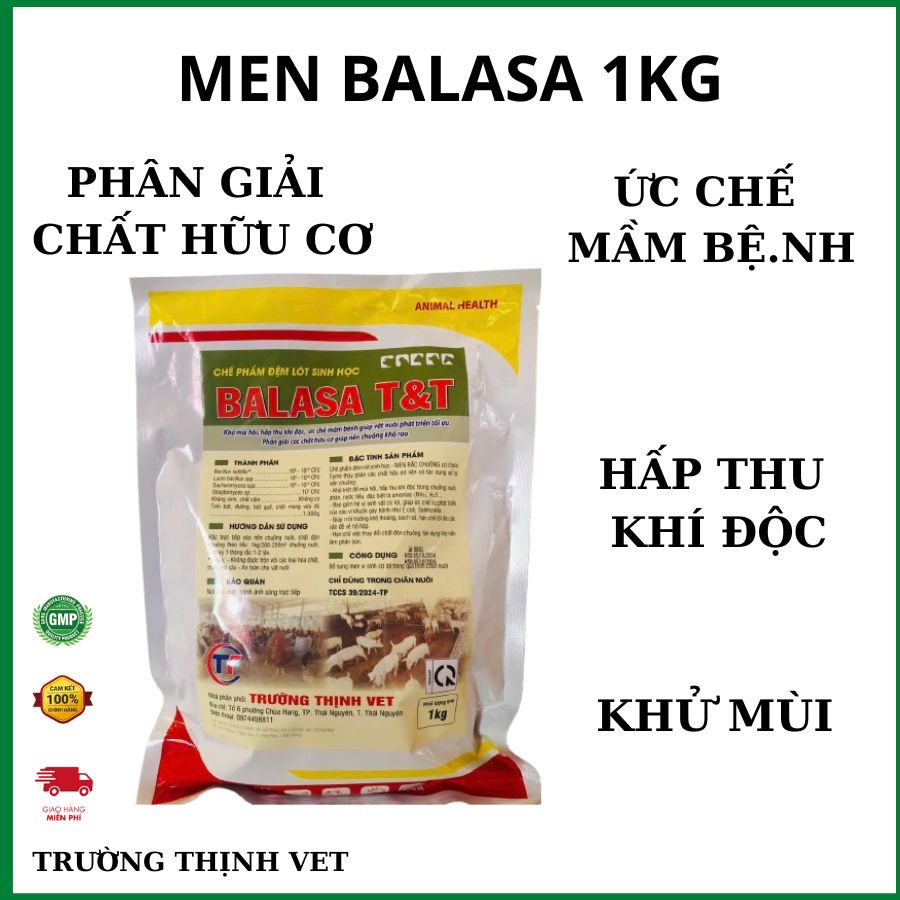  "Hoàn tiền đến 10%" Men vi sinh Balasa 1kg. men rắc nền chuồng khử mùi chuồng trại hiệu quả Thú y Trường Thịnh 