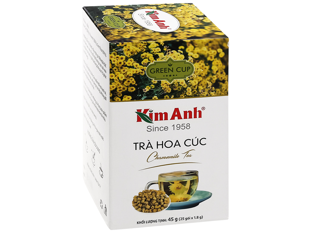 Trà túi lọc Kim Anh Green Cup trà Hoa cúc Thảo Mộc hộp 21 túi - tea hữu cơ Chè Thái Nguyên