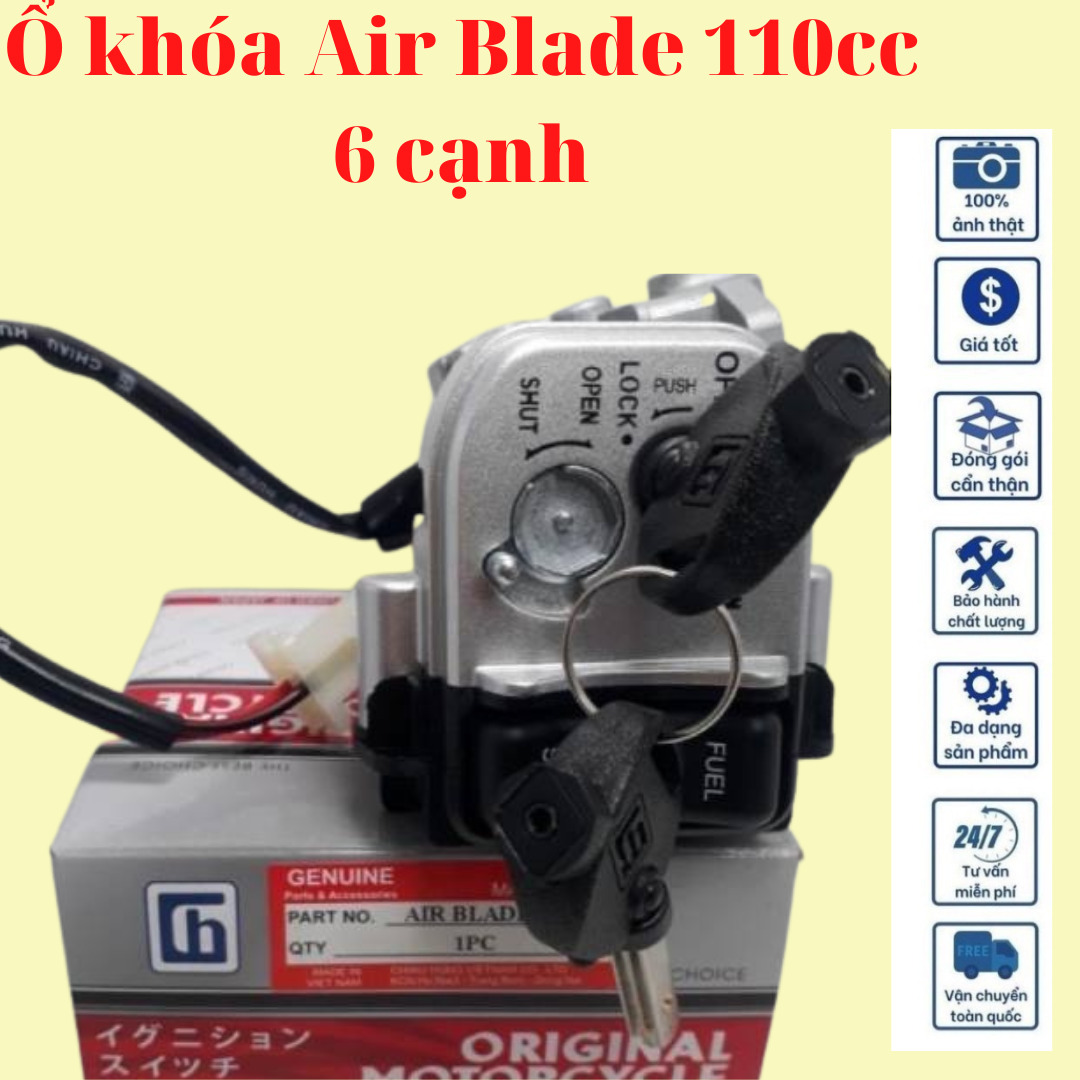 Bộ ổ khóa 6 cạnh chống trộm Air Blade 110 cc