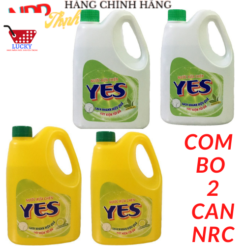 HCM ComBo 2 Can Nước rửa chén Yes 1.4kg -Hương Chanh Trà xanh Siêu Sạch