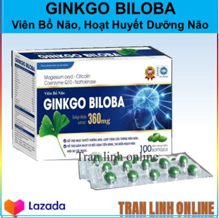 Viên Uống Bổ Não Ginkgo Biloba 360 - Hoạt Huyết Dưỡng Não, lưu Thông Máu Não, Giảm Nguy cơ Tai Biến Do Tắc Mạch Máu Não