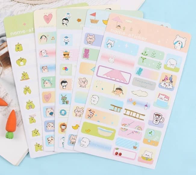 Combo 3 Name Sticker Dán Nhãn Tên Giấy Đánh Dấu Chống Thấm Nước Mix Mẫu cute Dễ Thương