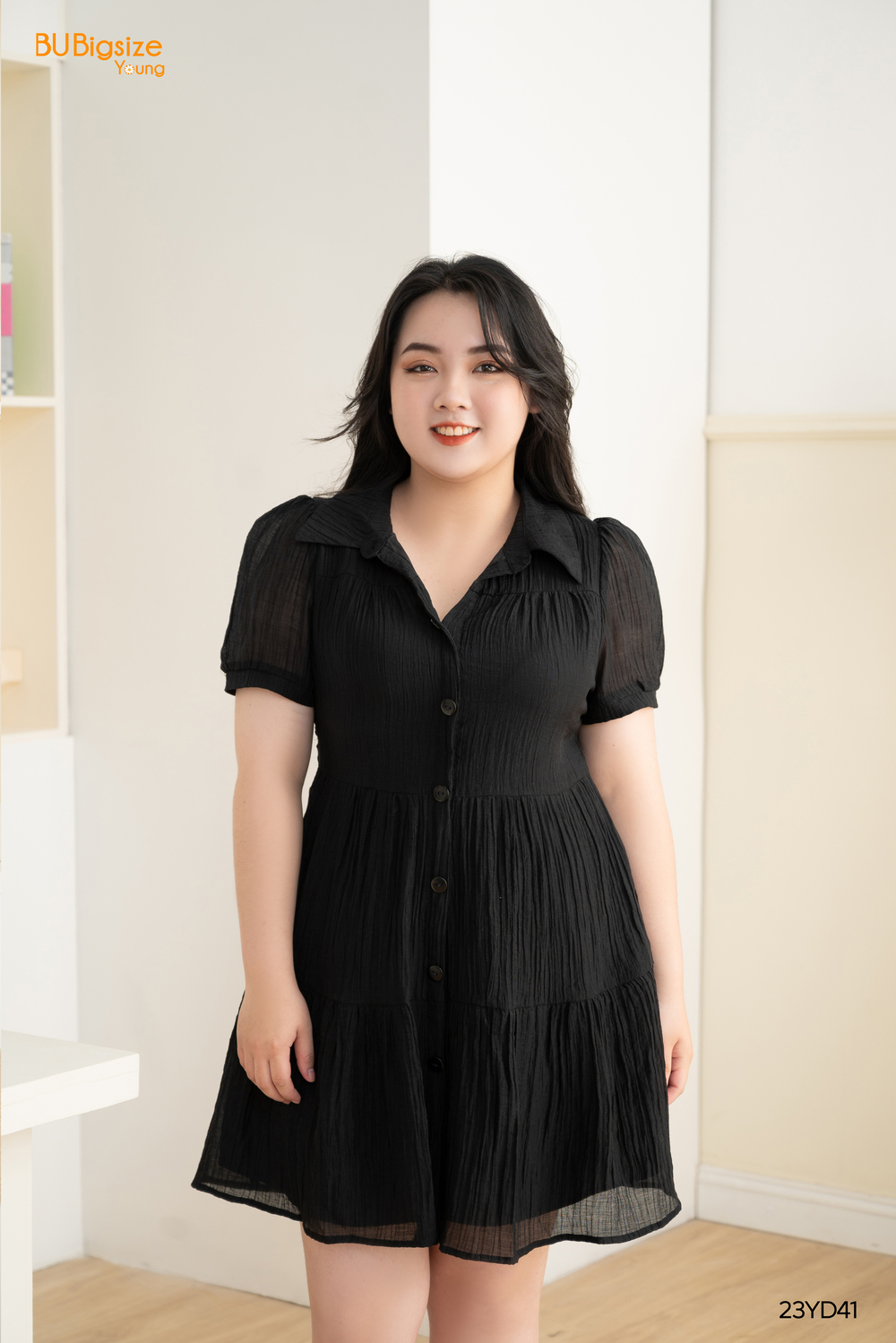 Đầm babydoll cổ đức nẹp bigsize - 23yd41 -