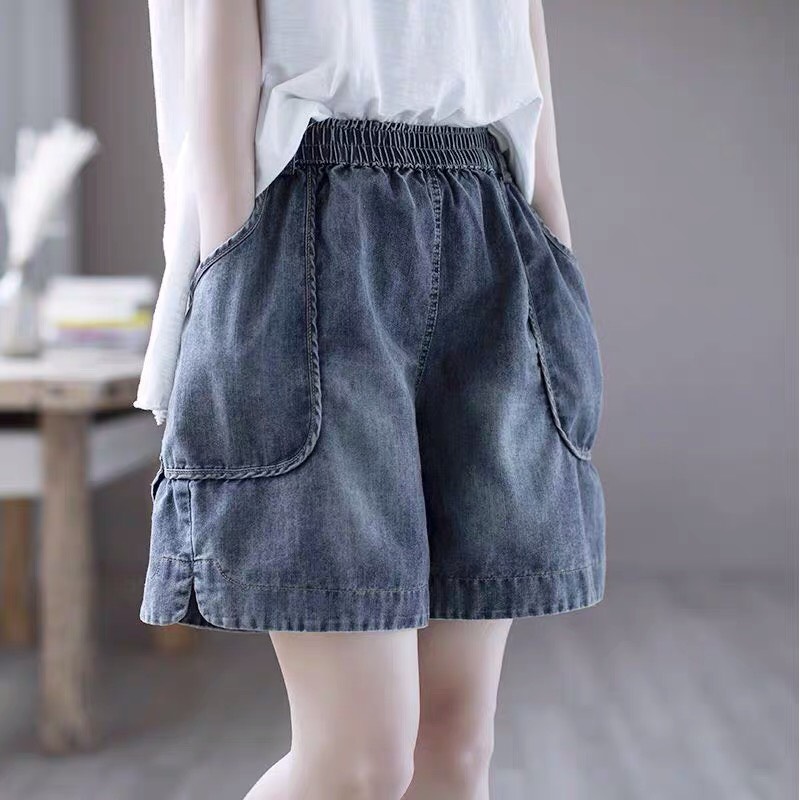 Quần đùi jean cạp chun form rộng chất đẹp H76