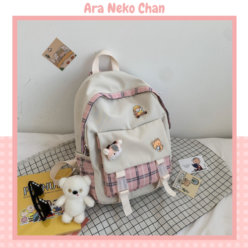 Balo nữ học sinh đi học đi chơi đẹp Cute bằng vải Canvas mềm phong cách Nhật Bản