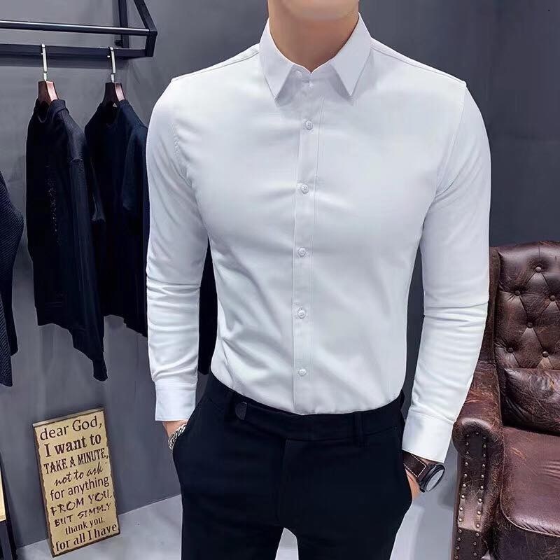 Áo sơ mi nam trắng trơn mang phong cách công sở