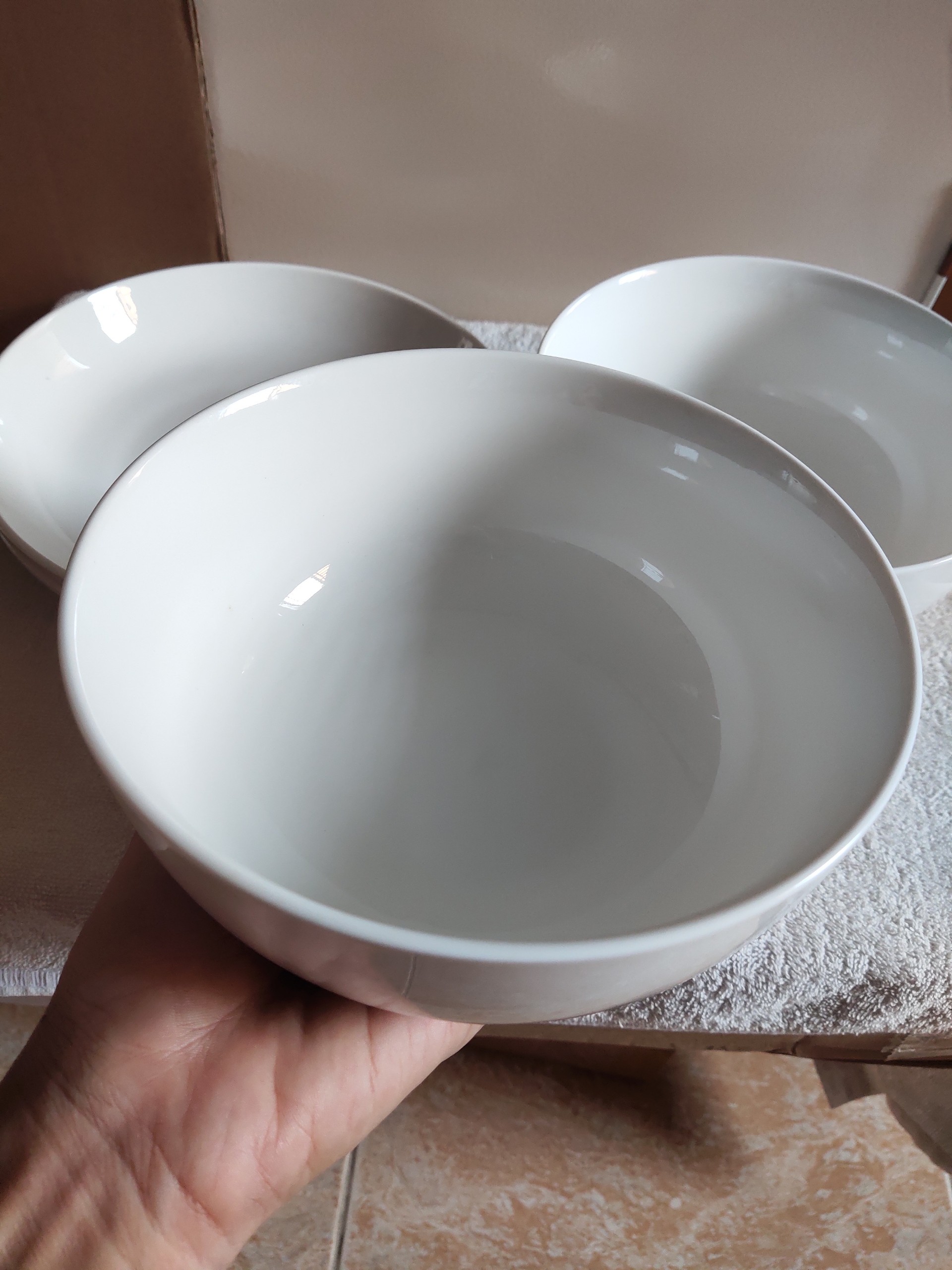 Bộ 3 tô sứ trắng cao cấp dày dặn kích thước 20cm, tô sứ lớn Duyenlinh22