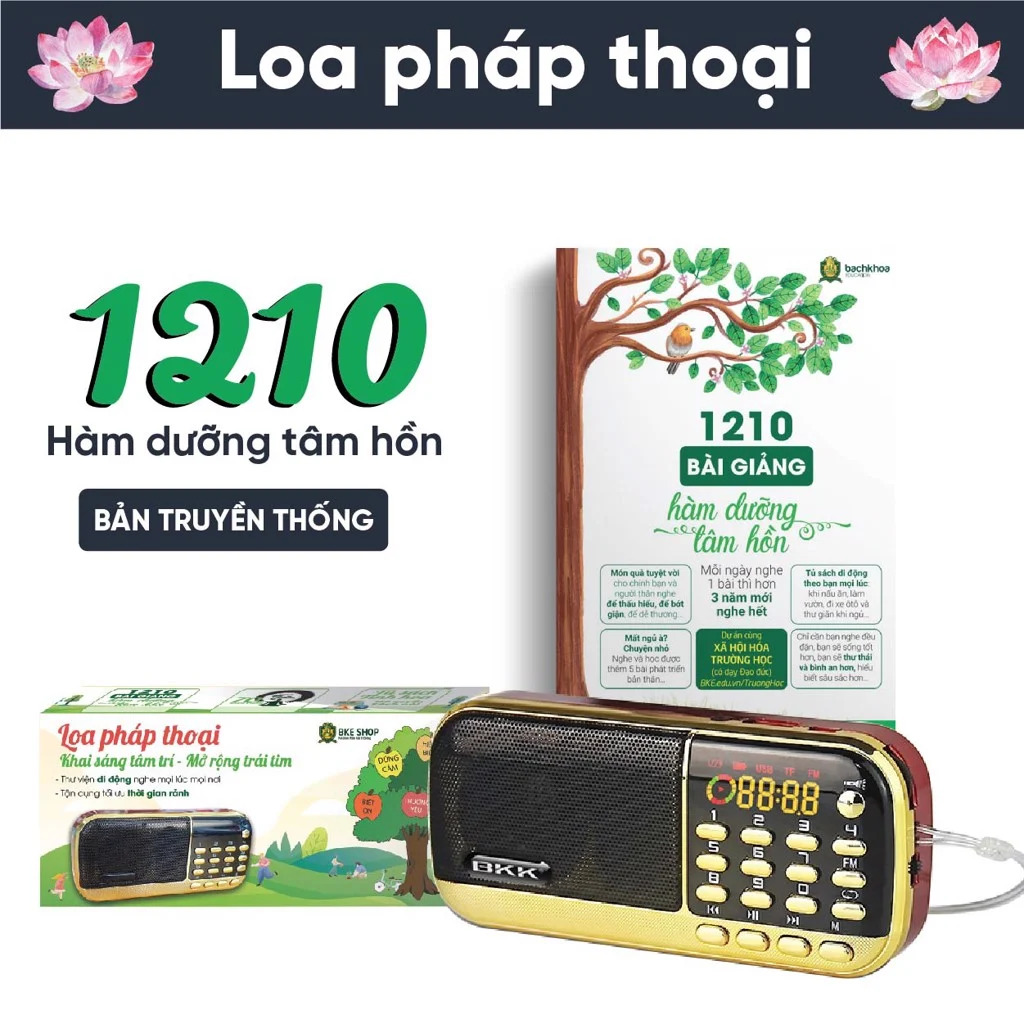 Loa Pháp Thoại  1210 Bài Pháp Thoại Hàm Dưỡng Tâm Hồn( LOA + THẺ + SÁCH HD)